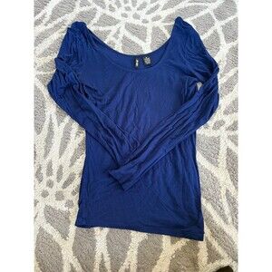 Royal Blue Scoop Neck Ultraflirt Long Sleeve Blouse